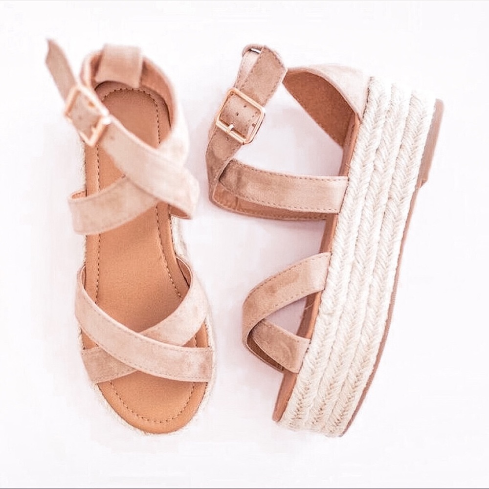Natural | Ankle Strap Flatform Espadrille Sandals